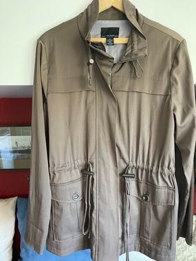 Cynthia Rowley Brown Taupe Drawstring Waist Utility Jacket
